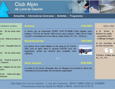 Page d'accueil site Internet Club Alpin Lons-le-Saunier